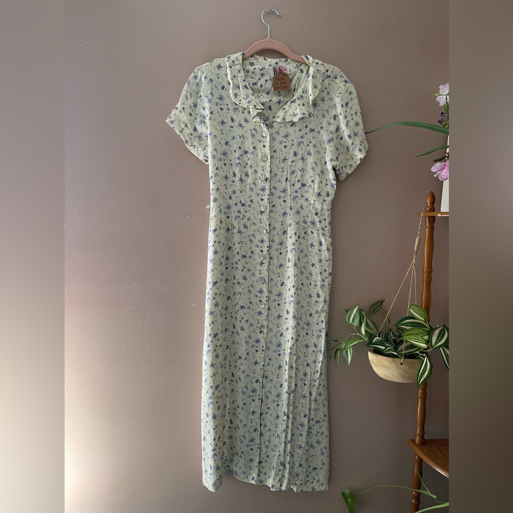 Vintage 90’s Baby Yellow Floral Maxi Dress